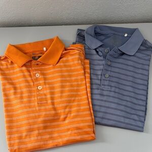 Striped Orange and Blue Adidas Mens Polo Shirts